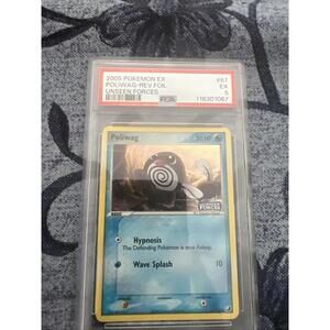 (196) PSA 5 Reverse Holo Poliwag Pokemon Card EX Unseen Forces 67/115